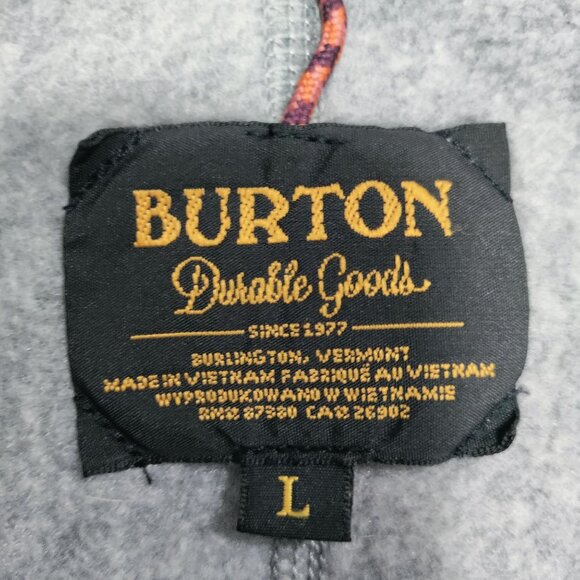 Burton Gray Fleece Pullover Colorful Button Placket Sherpa Jacket Men's Large - Picture 8 of 15